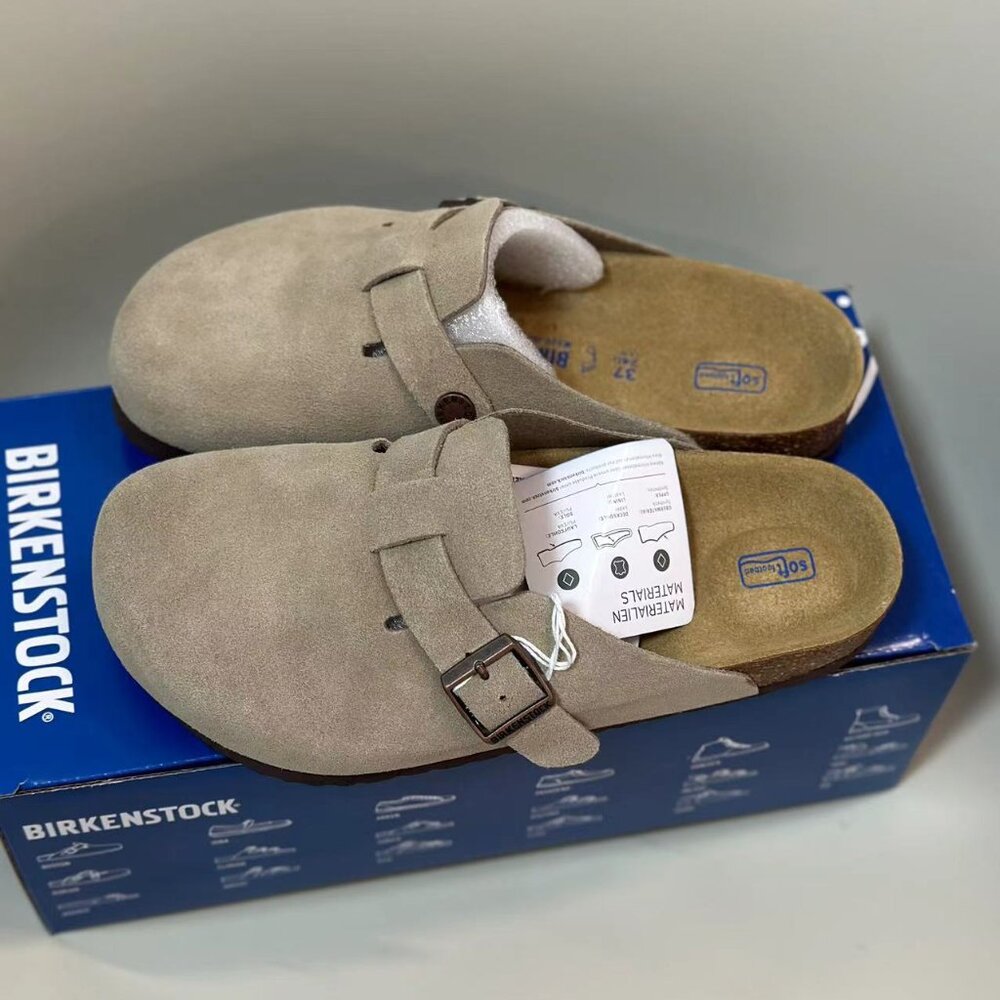 Taupe Suede Birkenstock Clog Shoe